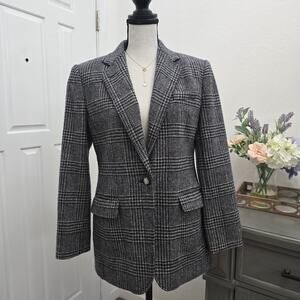 Lauren Ralph Lauren Houndstooth Blazer Women's 4 P Wool Tweed Equestrian Horse